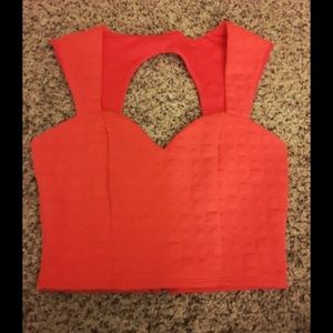 Orange Textured Crop Top